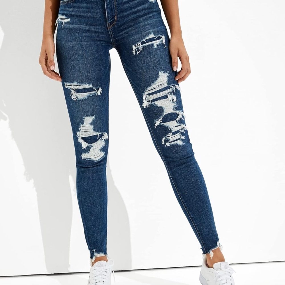 American Eagle Outfitters Ripped Dark Blue Skinny Jeggings